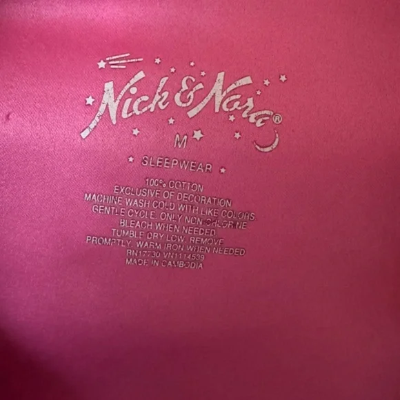 Nick & Nora vintage pink champagne flannel pajama lounge set - Picture 6 of 6